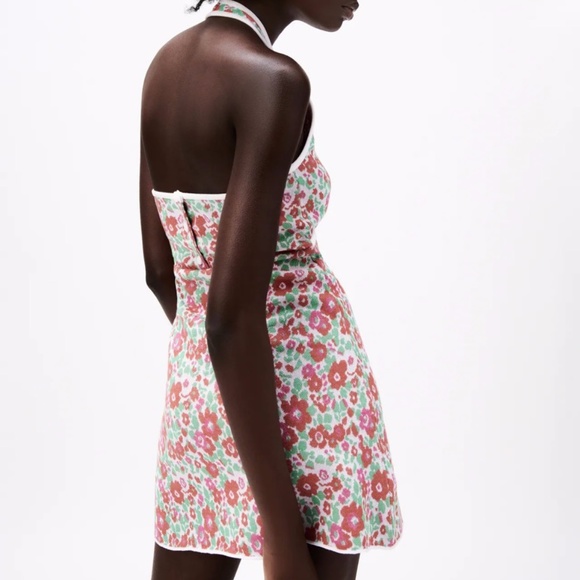 Zara Halter Floral Dress Knit 